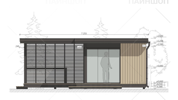 Павильон Скаут угловой 6,49х6,95 с безрамным остеклением