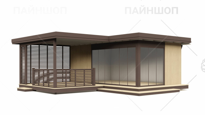 Павильон Скаут угловой 6,49х6,95 с безрамным остеклением