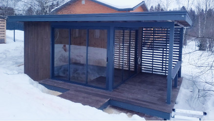 Павильон Скаут 4х7,5 с раздвижным остеклением