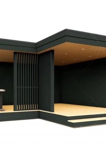 Современная угловая беседка в стиле Хайтек