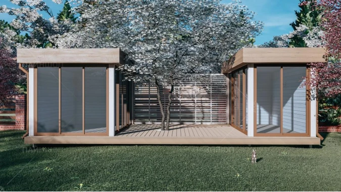 Беседка панорамная двойная