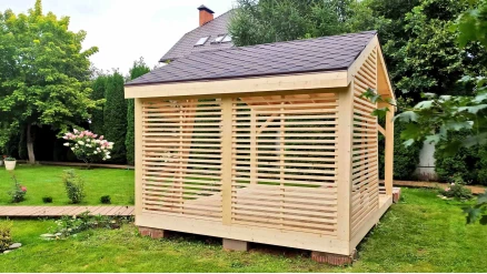 Беседка №7 3х5 дизайнерская асимметричная