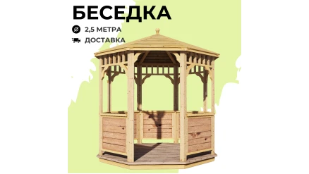 Комплект для самостоятельной сборки Беседки Виктория d 2,5 (с зашивкой ограждений)