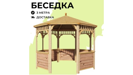 Комплект для самостоятельной сборки Беседки Виктория d 3 (без пола, с зашивкой ограждений)