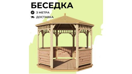 Комплект для самостоятельной сборки Беседки Виктория d 3 (с зашивкой ограждений)