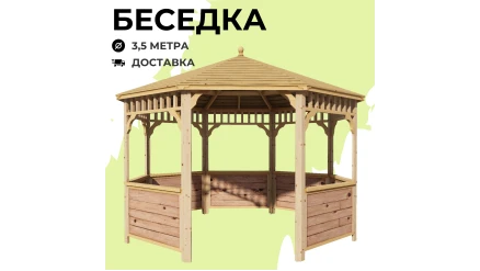 Комплект для самостоятельной сборки Беседки Виктория d 3,5 (без пола, с зашивкой ограждений)