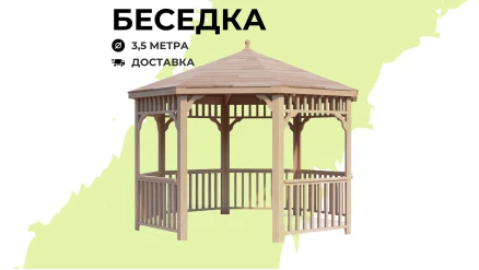 Комплект для самостоятельной сборки Беседки Виктория d 3,5 (без пола)
