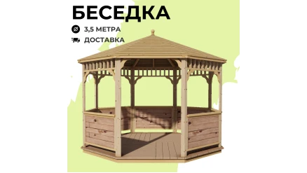 Комплект для самостоятельной сборки Беседки Виктория d 3,5 (с зашивкой ограждений)