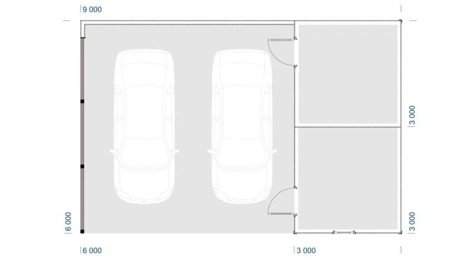 Навес для авто Фелис 6х9 с двумя хозблоками