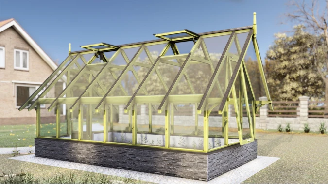 Теплица ШАЛЕ (сосна) 3,0х5,1 м с цоколем