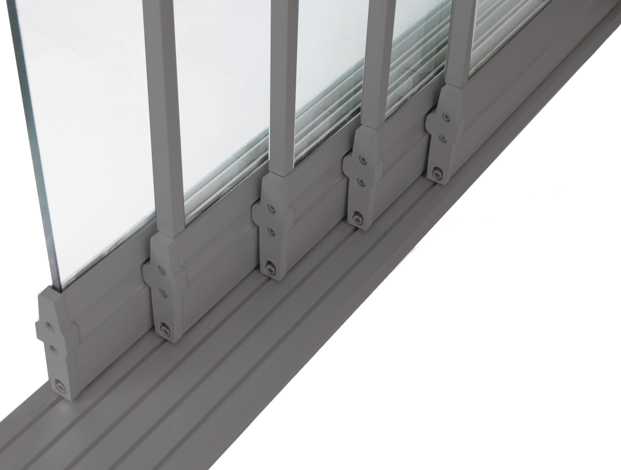 Остекление стандартное - безрамная раздвижная система (цветная)